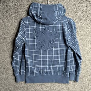 Y2K Cyber Goth Punk Emo Crop Hoodie SMALL XS Hot Topic Embroidered Plaid